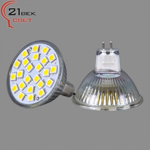 Лампа светодиодная теплого свечения 220V 4W MR16 GU5.3 2700К  
